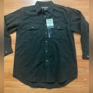 Field & Stream Chamois Flannel Shirt Mens Large L Green Long‎ Sleeve Work